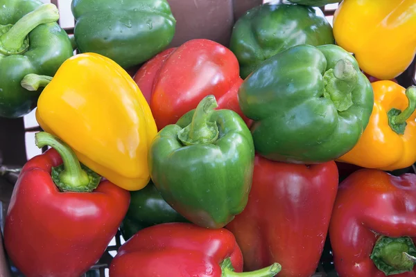 Colorful Bell Peppers Closeup Stock Photo