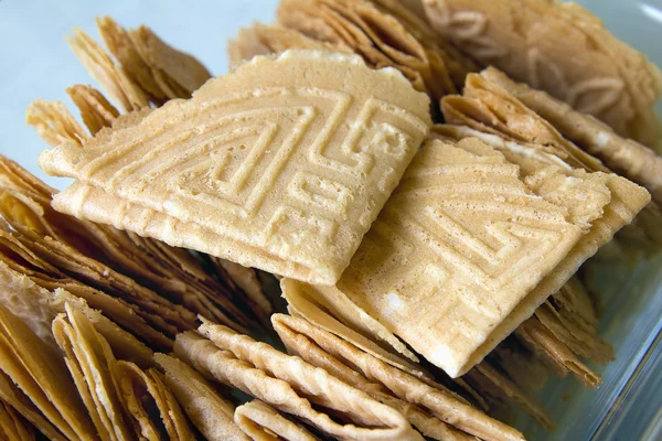 Nyonya Kuih Kapit Egg Biscuits Closeup — Stock Photo, Image