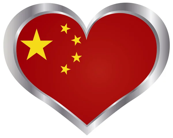 Bandera de China forma de corazón — Vector de stock