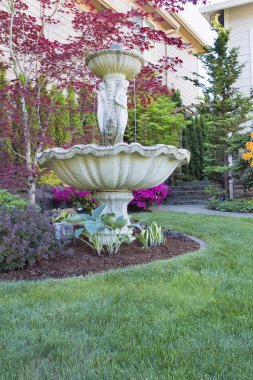 Renaissance Water Fountain in Front Lawn clipart