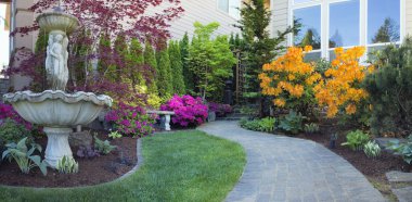Frontyard Landscaping with Paver Walkway clipart