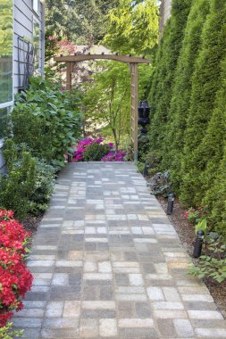 Garden Brick Paver Path with Arbor clipart
