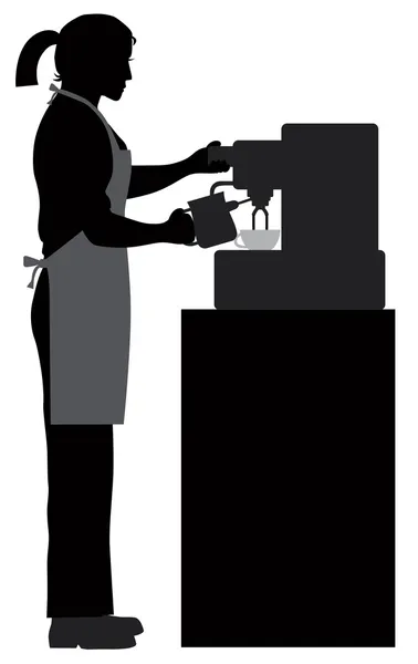 女性咖啡咖啡师图 — 图库矢量图片
