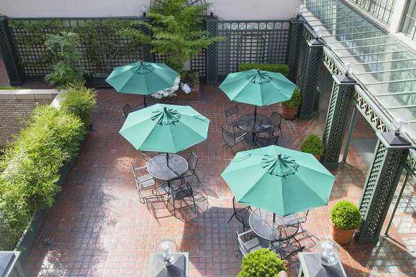 Outdoor Patio Seatings with Umbrellas — Stock Photo, Image