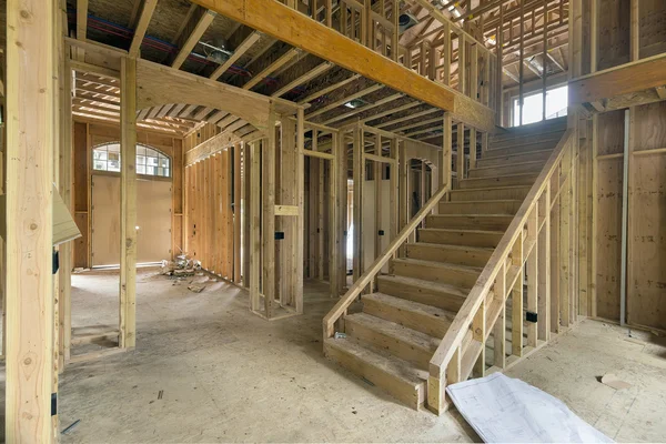 New Home Construction Framing Foyer Area — Stock Photo, Image