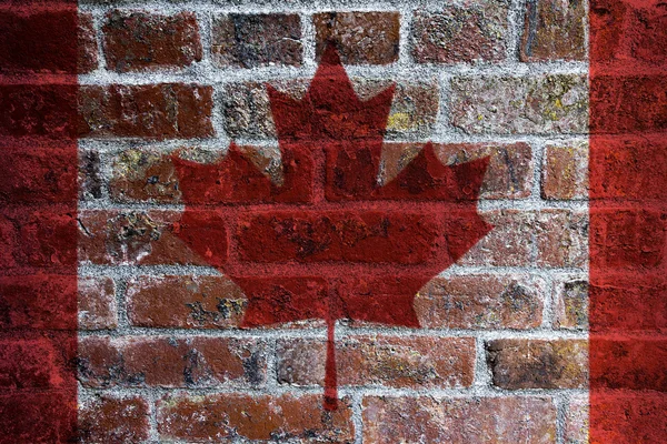 Canadian Flag on Brick Background — Stock Photo, Image