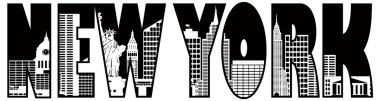 New york metin skyline anahat illüstrasyon
