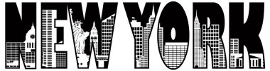 New York Text Skyline Outline Illustration