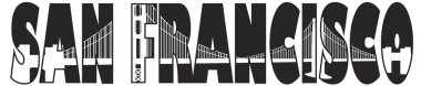 san francisco golden gate Köprüsü metin anahat illüstrasyon