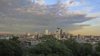 Seattle washington cityscape ile bulutlar timelapse günbatımı 1920 x 1080