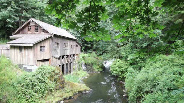 Cedar Creek Grist Mill es un molino de molienda de grano alimentado por agua histórica en Woodland Washington 1920x1080 — Vídeo de stock