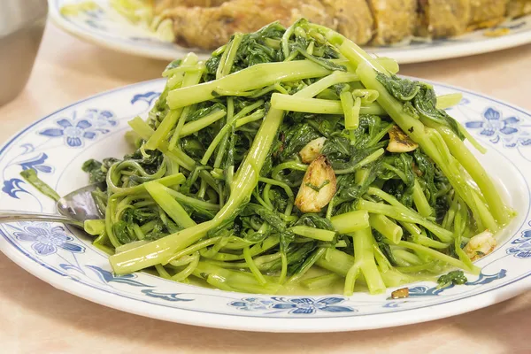 Mexer Fritar Chinês Kangkong Vegetable Closeup — Fotografia de Stock