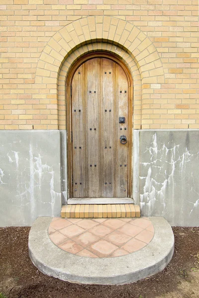 Old Church Exterior Wood Door Entry — Stock Photo, Image