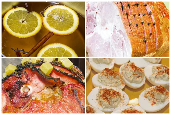 Christmas Ham Dinner Collage — Stock Photo, Image