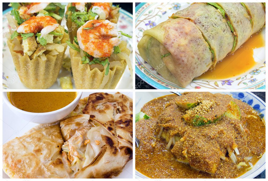 Southeast Asian Singapore Local Food Collage