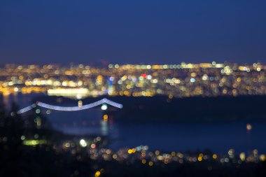 Vancouver bc cityscape mavi bir saatte defocused