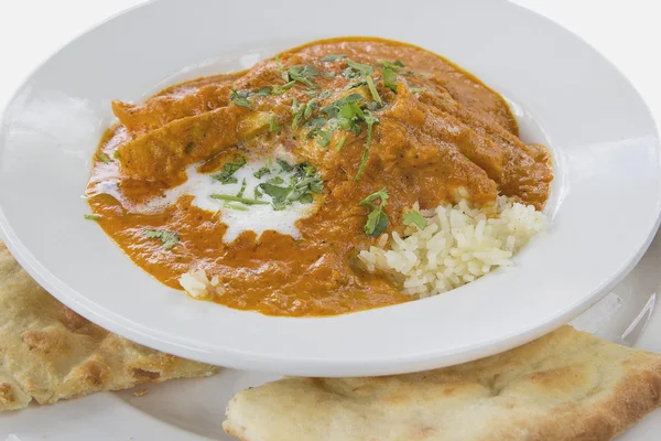 East Indian Butter Chicken Curry com Naan — Fotografia de Stock