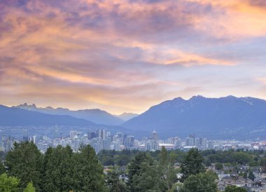 gün batımında Vancouver bc şehir