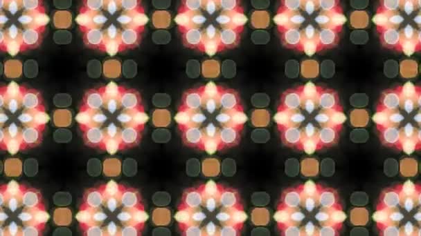 Färgglad symmetrisk blommönster Kalejdoskop bakgrund — Stockvideo