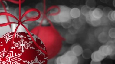 odak noktası bokeh arka 1920 x 1080 dışında sparkly pırıltı gümüş iplik kırmızı tatil süsler asılı