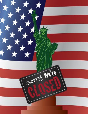 Government Shutdown Statue of Liberty Illustration clipart