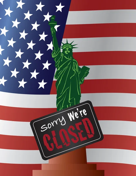 Government Shutdown Statue of Liberty Illustration — Stock Vector