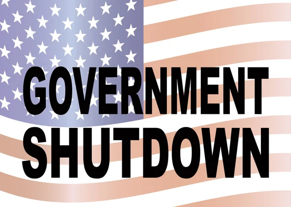 Government Shutdown Text mit uns Flagge Illustration — Stockvektor