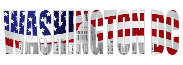 Washington dc text skizzieren capitol us flag — Stockvektor