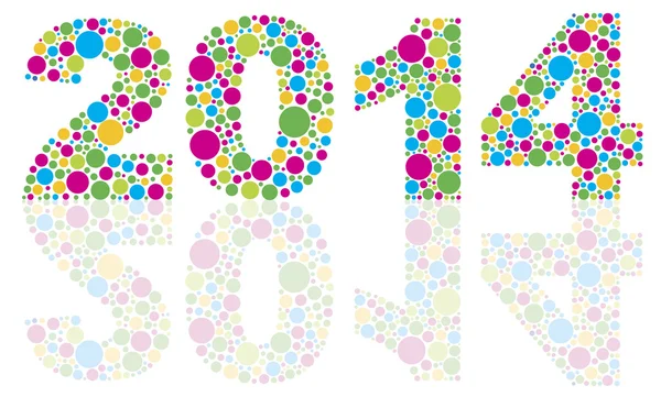 2014 silhouet met kleurrijke polka dots — Stockvector