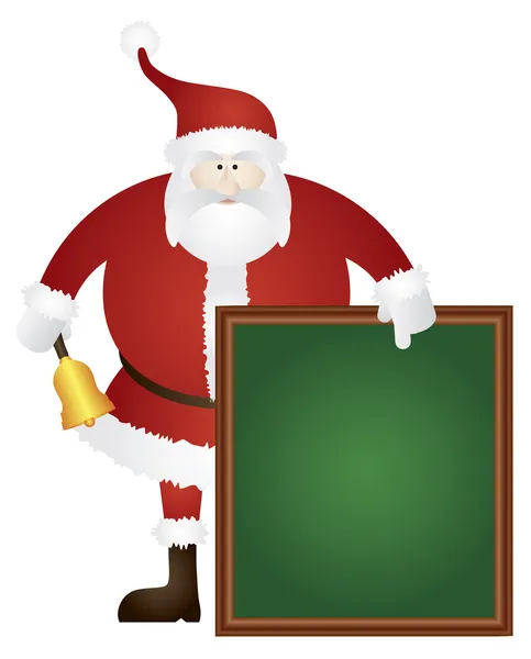 Santa Ringing Bell with Sign Board Illustration — Stock Vector