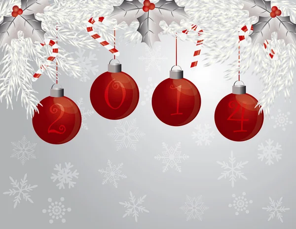 Felice anno nuovo ghirlanda con 2014 Ornamenti Illustrazione — Vettoriale Stock