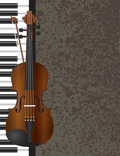 Piano en viool strijkstok met achtergrond illustratie — Stockvector