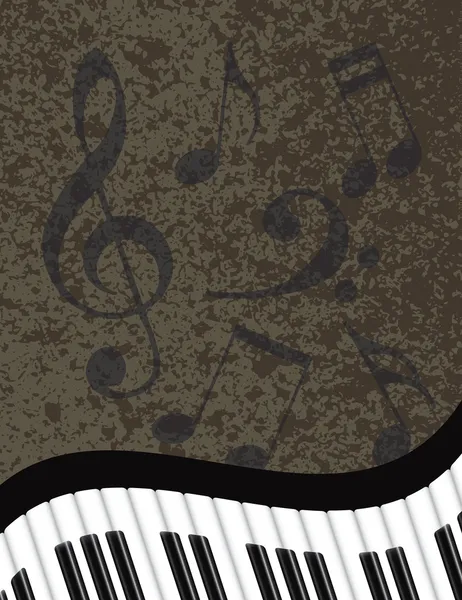 Teclado de piano ondulado con ilustración de notas musicales — Vector de stock