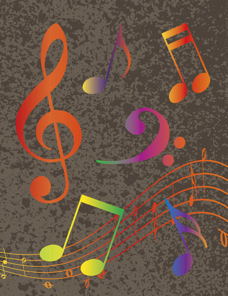 Colorful Musical Notes on Textured Background Illustration