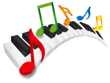piyano dalgalı klavye ve müzik notlar illüstrasyon