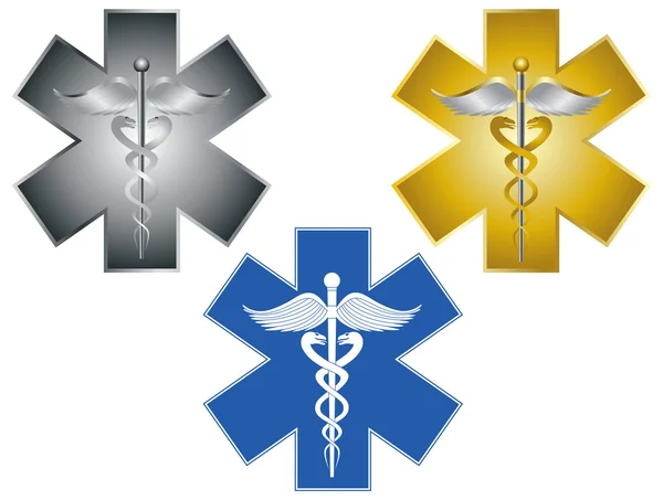 Star of Life Caduceus Medical Symbol Vector Illustration — Stock Vector