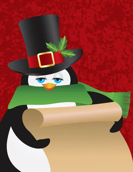 Pinguim Masculino Holding Scroll Ilustração — Vetor de Stock