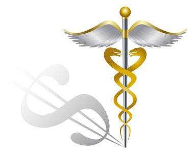 caduceus sağlık sembol ve dolar işareti illüstrasyon