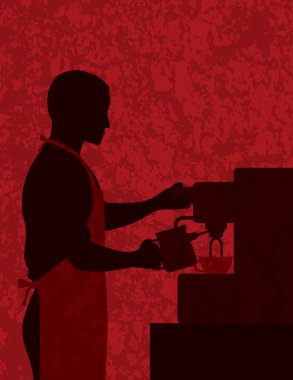 erkek kahve barista dokulu arka plan illüstrasyon üzerinde
