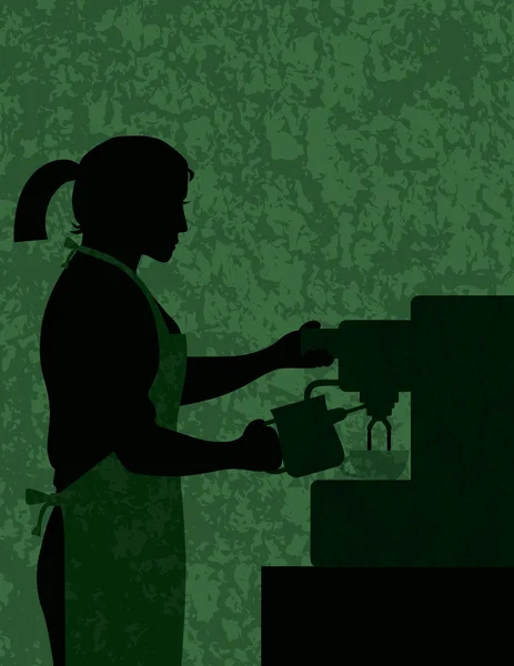 Kvinnliga kaffe barista på texturerat bakgrund illustration — Stock vektor