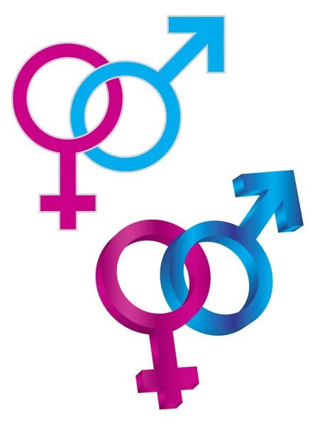 Male and Female Gender Symbol Intertwined — Stock Vector