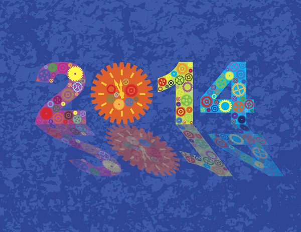 Bonne année 2014 Équipement coloré avec fond — Image vectorielle