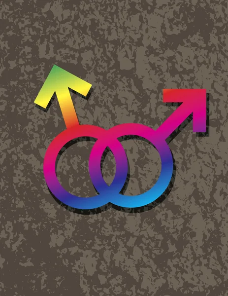 Símbolos de género gay masculinos Ilustración entrelazada — Vector de stock