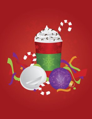 Noel espresso içki Kupası arka plan illüstrasyon ile gitmek