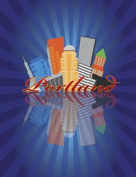 Portland Oregon Résumé Skyline Sunray Illustration de fond — Image vectorielle