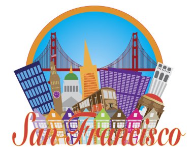 san francisco soyut manzarası golden gate Köprüsü illüstrasyon