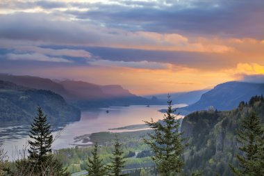 Sunrise Over Crown Point at Columbia River Gorge clipart