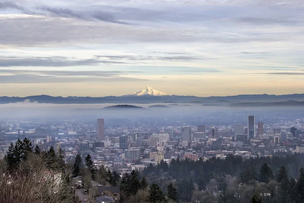 Cityscape nebuloso no centro de Portland — Fotografia de Stock