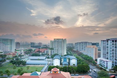 Singapore Housing Estate with Community Center clipart