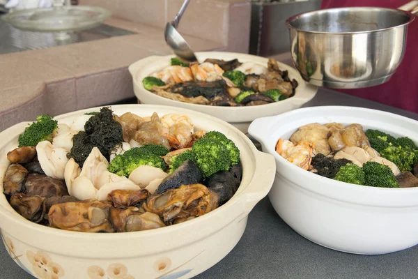 Poon Choi Cantonese Big Feast Bowls Preparation — Stock Photo, Image